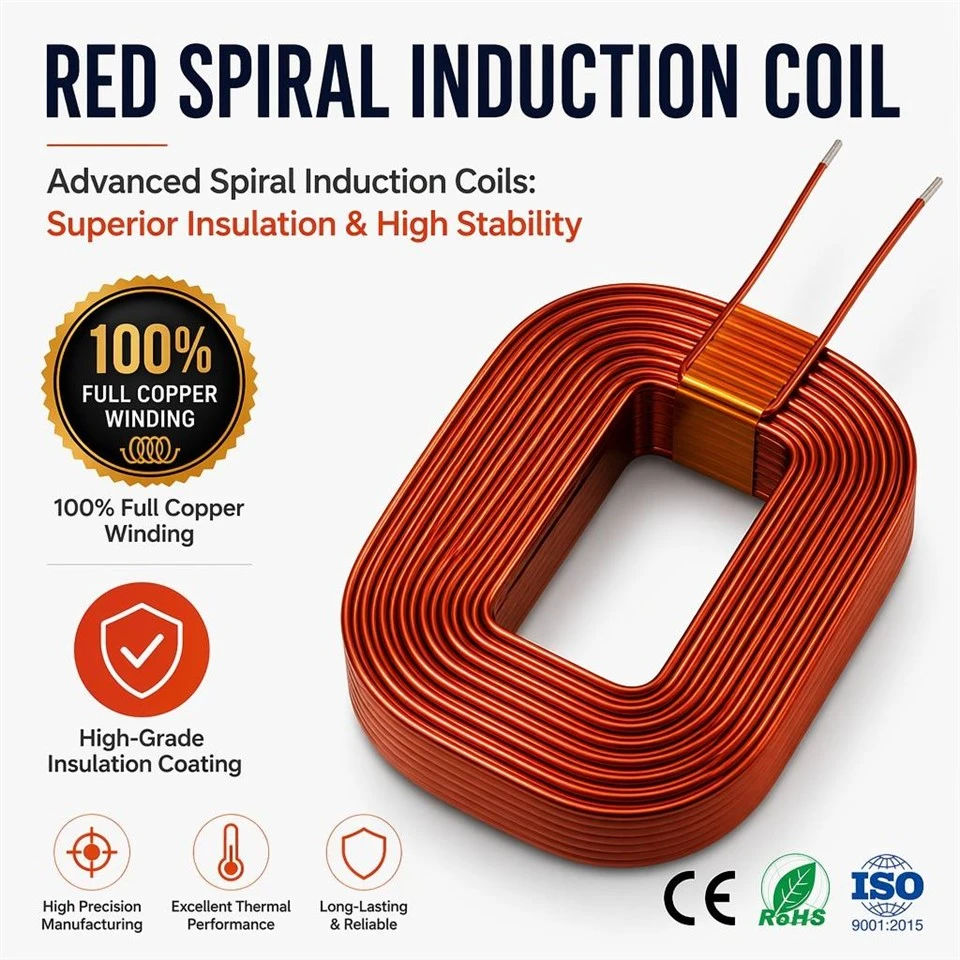 100% Sħiħ tar-ram Tkebbib Preċiżjoni Għolja Enameled Inductor Coil